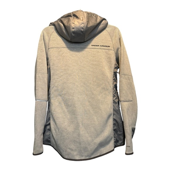 Women’s Under Armour Swacket Size Medium Light Gray & Coral Zip-Up w/Hood Storm - Picture 3 of 16